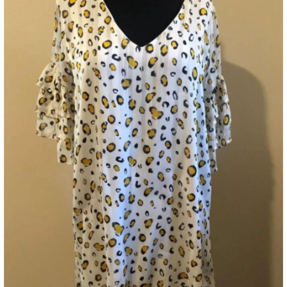 Leopard Print Ruffle Sleeve Dress   5097S  Small (I)  NWT Boutique